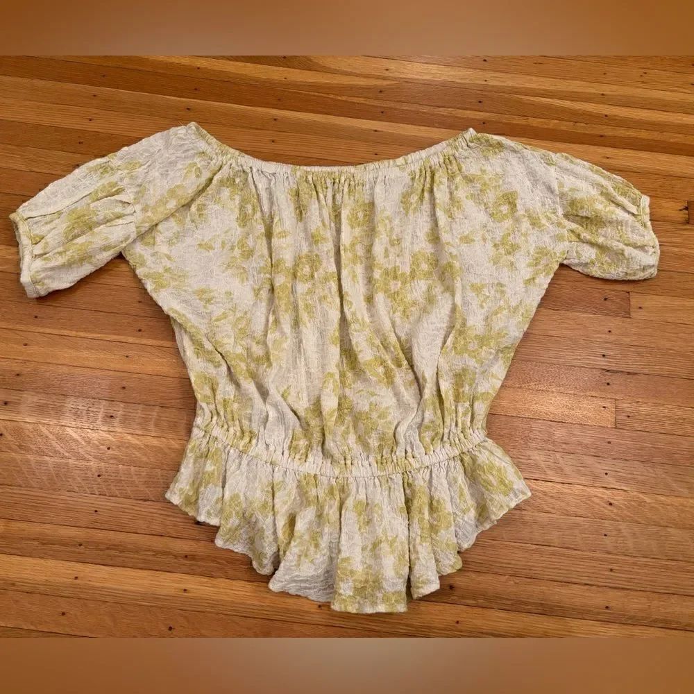 Free People Shades of Cool yellow/white off the shoulder top